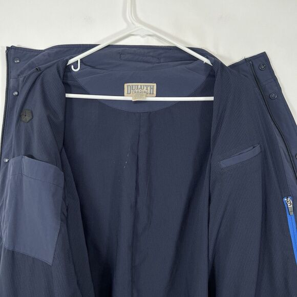 Duluth Trading Co Full Zip Nylon Jacket Mens Size Large Navy Blue Mesh Lined - Picture 10 of 14